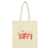 BFF Tote Bag, Best Friends Forever Gift, Cute Hearts Design, Everyday Shopping Bag, Gift for Her, Bridesmaid, Bachelorette, Party Favor - Tawshia